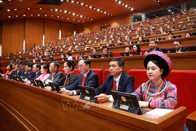 Đoàn đại biểu Đảng bộ tỉnh Tuyên Quang dự phiên khai mạc Đại hội XIV của Đảng. Ảnh: TTXVN