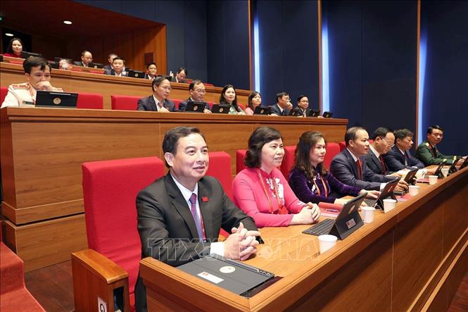 Đoàn đại biểu Đảng bộ tỉnh Bắc Ninh dự phiên khai mạc Đại hội XIV của Đảng. Ảnh: TTXVN