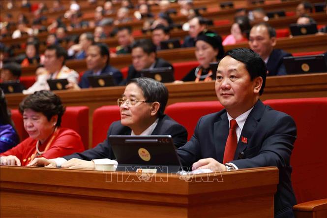 Đoàn đại biểu Đảng bộ tỉnh Tuyên Quang dự phiên khai mạc Đại hội XIV của Đảng. Ảnh: TTXVN 