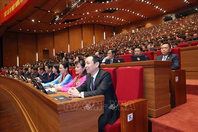 Đoàn đại biểu Đảng bộ tỉnh Sơn La dự phiên khai mạc Đại hội XIV của Đảng. Ảnh: TTXVN