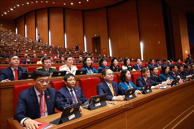 Đoàn đại biểu Đảng bộ tỉnh Quảng Ninh dự phiên khai mạc Đại hội XIV của Đảng. Ảnh: TTXVN