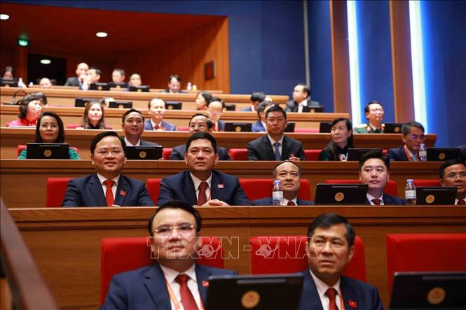 Đoàn đại biểu Đảng bộ tỉnh Bắc Ninh dự phiên khai mạc Đại hội XIV của Đảng. Ảnh: TTXVN