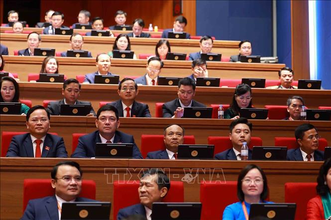 Đoàn đại biểu Đảng bộ tỉnh Bắc Ninh tham dự phiên khai mạc Đại hội XIV của Đảng. Ảnh: TTXVN 