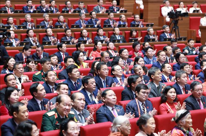 Các đại biểu dự phiên khai mạc Đại hội XIV của Đảng. Ảnh: TTXVN