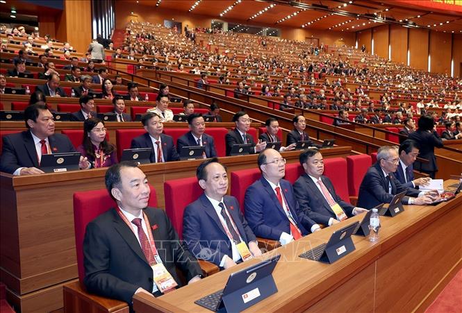 Đoàn đại biểu Đảng bộ tỉnh Cà Mau dự phiên khai mạc Đại hội XIV của Đảng. Ảnh: TTXVN