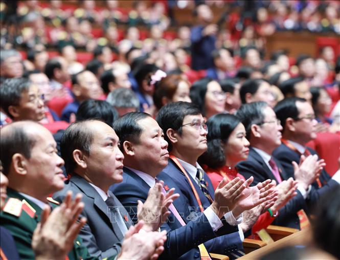 Các đại biểu dự phiên khai mạc Đại hội XIV của Đảng. Ảnh: TTXVN