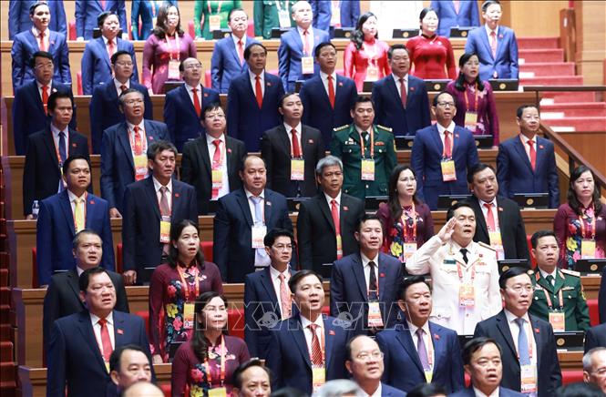 Các đại biểu dự phiên khai mạc Đại hội XIV của Đảng. Ảnh: TTXVN