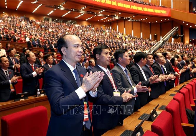 Đoàn đại biểu Đảng bộ tỉnh Hưng Yên dự phiên khai mạc Đại hội. Ảnh: TTXVN