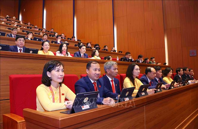 Đoàn đại biểu Đảng bộ tỉnh Đồng Nai tham dự phiên khai mạc Đại hội XIV của Đảng. Ảnh: TTXVN