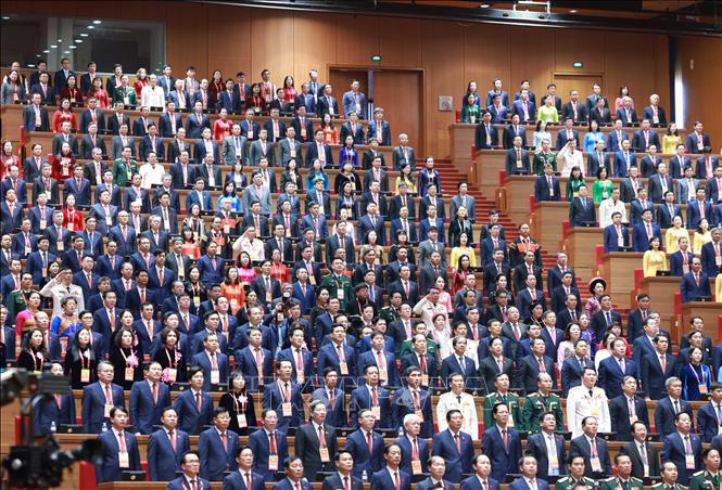 Các đại biểu dự phiên khai mạc Đại hội XIV của Đảng. Ảnh: TTXVN