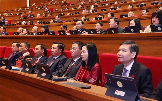 Các đại biểu tham dự phiên khai mạc Đại hội XIV của Đảng. Ảnh: TTXVN