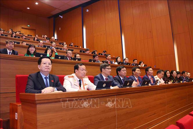 Đoàn đại biểu Đảng bộ tỉnh Tây Ninh dự phiên khai mạc Đại hội XIV. Ảnh: TTXVN