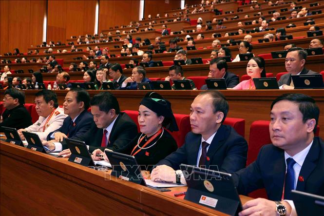 Các đại biểu tham dự phiên khai mạc Đại hội XIV của Đảng. Ảnh: TTXVN