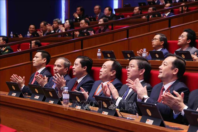 Các đại biểu tham dự phiên khai mạc Đại hội XIV của Đảng. Ảnh: TTXVN