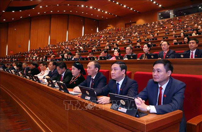 Các đại biểu tham dự phiên khai mạc Đại hội XIV của Đảng. Ảnh: TTXVN