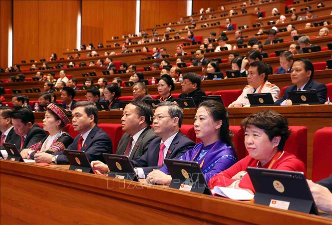 Các đại biểu tham dự phiên khai mạc Đại hội XIV của Đảng. Ảnh: TTXVN