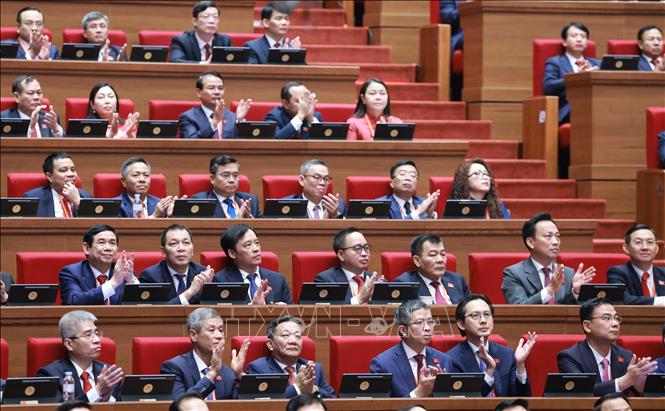 Các đại biểu dự phiên khai mạc Đại hội XIV của Đảng. Ảnh: TTXVN