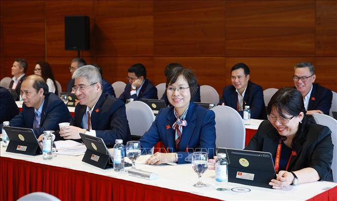 Đại biểu Đoàn Đảng bộ Chính phủ thảo luận tại Đoàn. Ảnh: TTXVN
