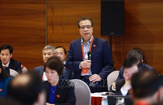Đại sứ Việt Nam tại Liên bang Nga Đặng Minh Khôi phát biểu thảo luận tại Đoàn. Ảnh: TTXVN 