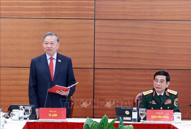 Tổng Bí thư Tô Lâm phát biểu thảo luận tại Đoàn. Ảnh: TTXVN