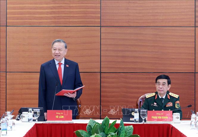 Tổng Bí thư Tô Lâm phát biểu thảo luận tại Đoàn. Ảnh: TTXVN