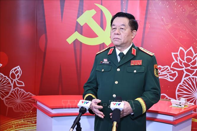 Đại tướng Nguyễn Trọng Nghĩa trả lời phỏng vấn. Ảnh: TTXVN