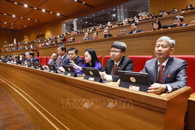 Đoàn đại biểu Đảng bộ tỉnh Quảng Ngãi dự phiên khai mạc Đại hội XIV của Đảng. Ảnh: TTXVN