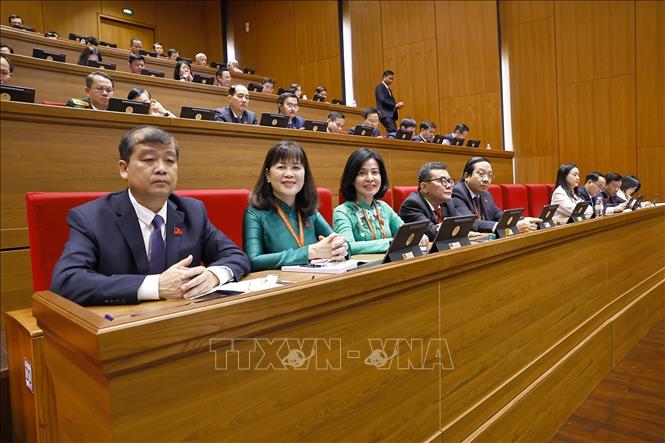 Đoàn đại biểu Đảng bộ tỉnh Tây Ninh dự phiên khai mạc Đại hội XIV của Đảng. Ảnh: TTXVN