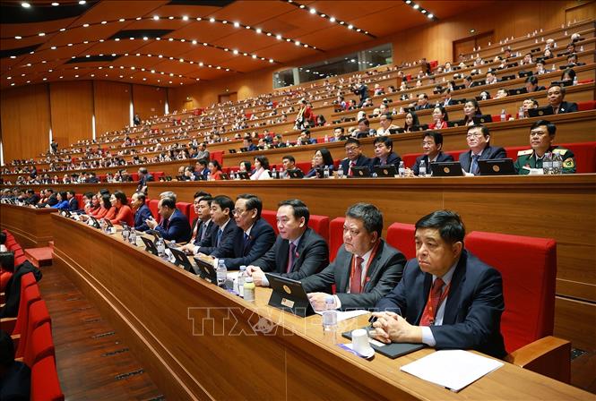 Đoàn đại biểu Đảng bộ tỉnh Khánh Hoà dự phiên thảo luận. Ảnh: TTXVN