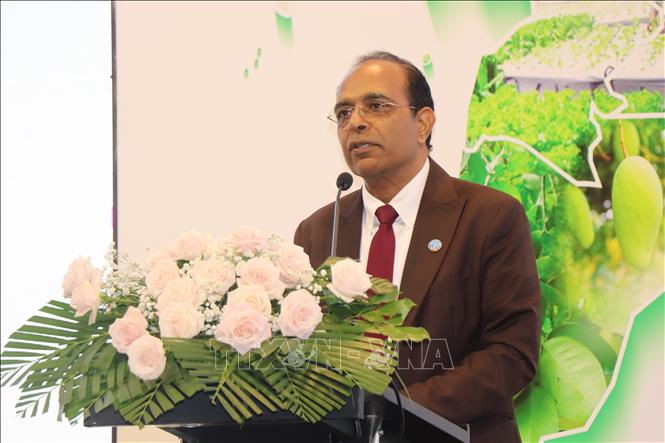 Ông Vinod Ahuja, Đại diện FAO tại Việt Nam, chia sẻ về những thách thức mà Đồng bằng sông Cửu Long phải đối mặt trong canh tác nông nghiệp. Ảnh: Thu Hiền - TTXVN