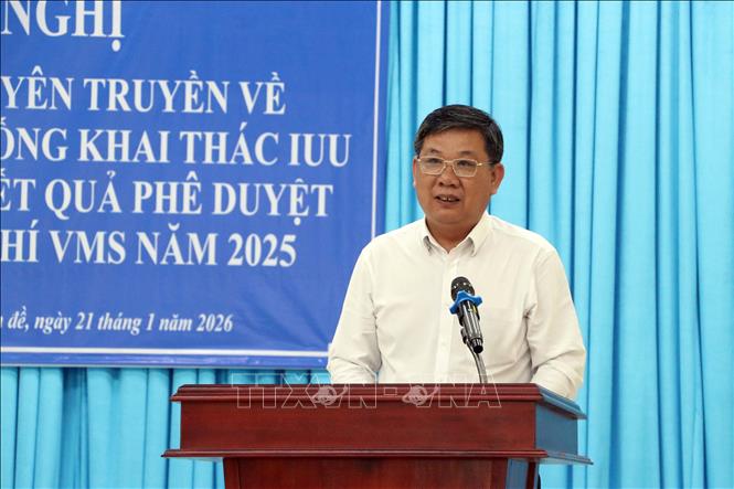 Phó Giám đốc Sở Khoa học và Công nghệ thành phố Cần Thơ Phạm Trường Giang phát biểu tại Hội nghị. Ảnh: Trung Kiên - TTXVN