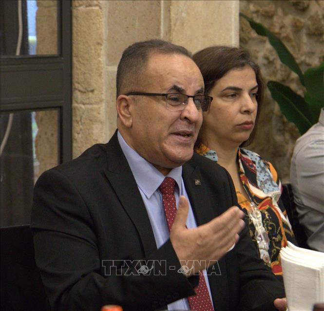 Tiến sĩ Khaled Khalifa, Chủ tịch Hội đồng Đối ngoại Arập tại Israel. Ảnh: Thanh Bình - PV TTXVN tại Israel