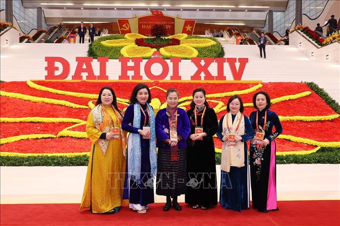 Đại biểu dự ngày làm việc chính thức thứ ba Đại hội XIV của Đảng, sáng 22/1. Ảnh: TTXVN