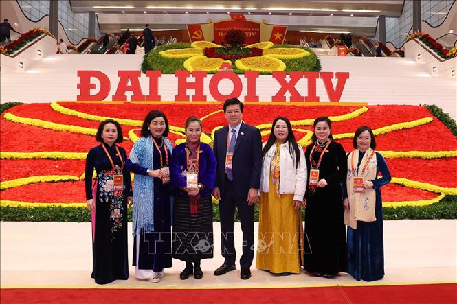 Đại biểu dự ngày làm việc chính thức thứ ba Đại hội XIV của Đảng, sáng 22/1. Ảnh: TTXVN