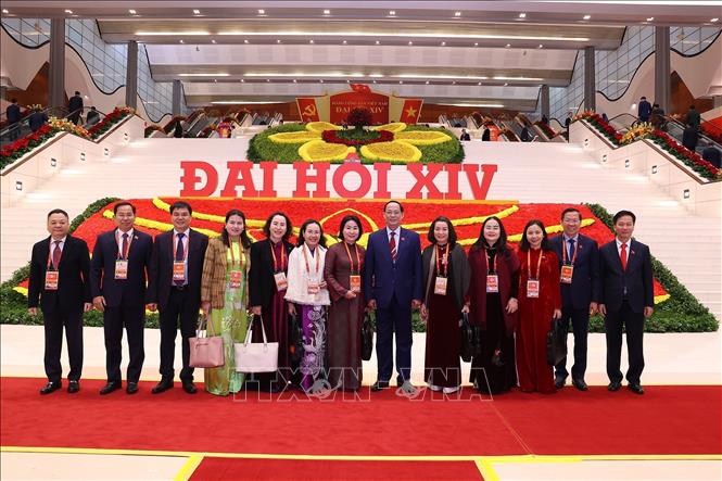 Đại biểu dự ngày làm việc chính thức thứ ba Đại hội XIV của Đảng, sáng 22/1. Ảnh: TTXVN