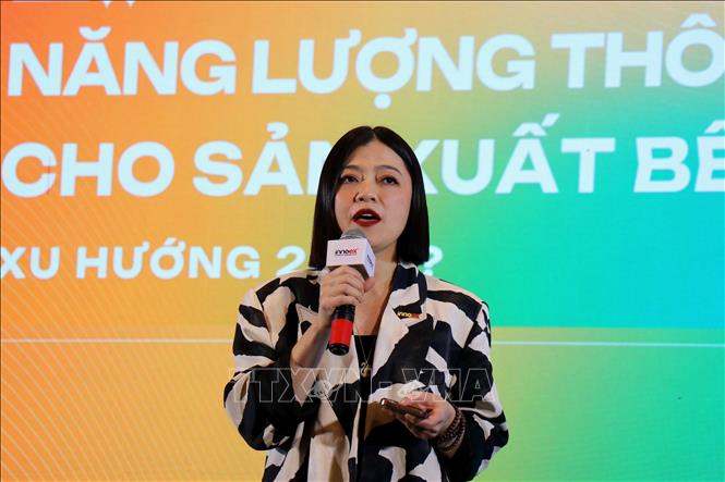 Bà Trương Lý Hoàng Phi, Chủ tịch kiêm CEO IBP & InnoEx phát biểu tại hội nghị. Ảnh: Thanh Vũ-TTXVN
