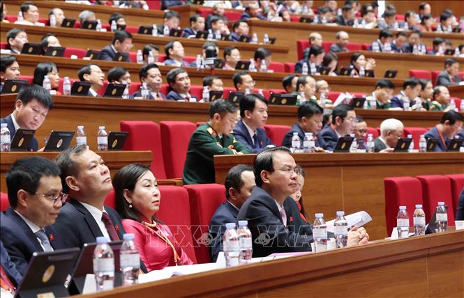 Đại biểu Đảng bộ tỉnh Ninh Bình dự Đại hội. Ảnh: TTXVN