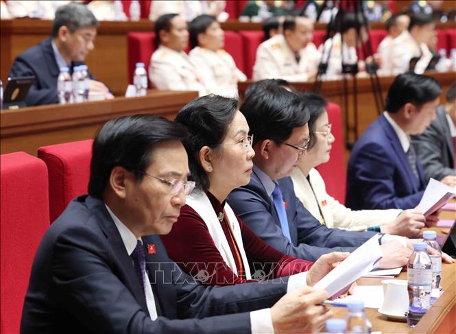 Đoàn đại biểu Đảng bộ Chính phủ dự Đại hội. Ảnh: TTXVN