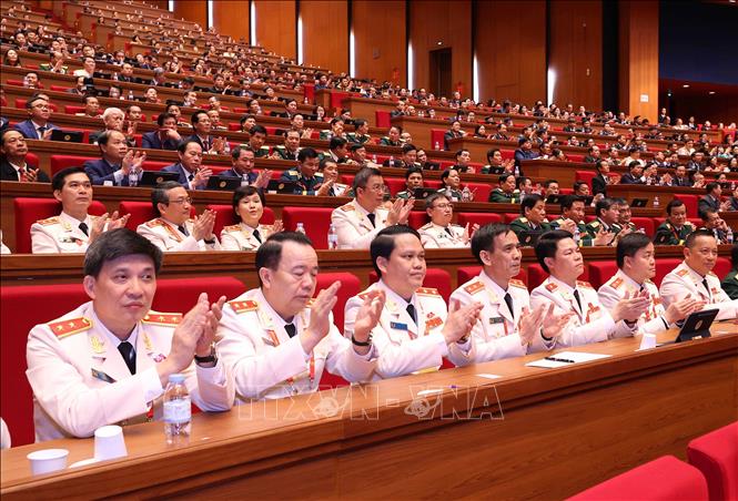 Đại biểu Đảng bộ Công an Trung ương dự Đại hội, chiều 22/1. Ảnh: TTXVN