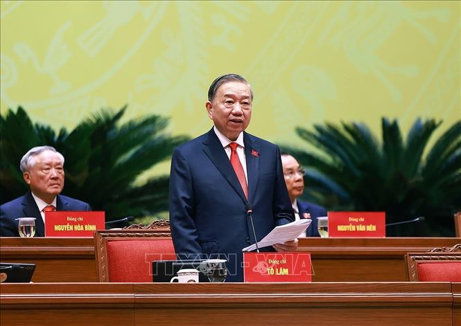 Tổng Bí thư Tô Lâm, Chủ tịch Đoàn Chủ tịch điều hành phiên họp. Ảnh: TTXVN
