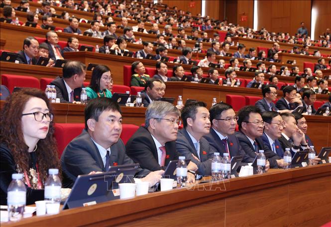 Đoàn đại biểu Đảng bộ Chính phủ dự Đại hội. Ảnh: TTXVN