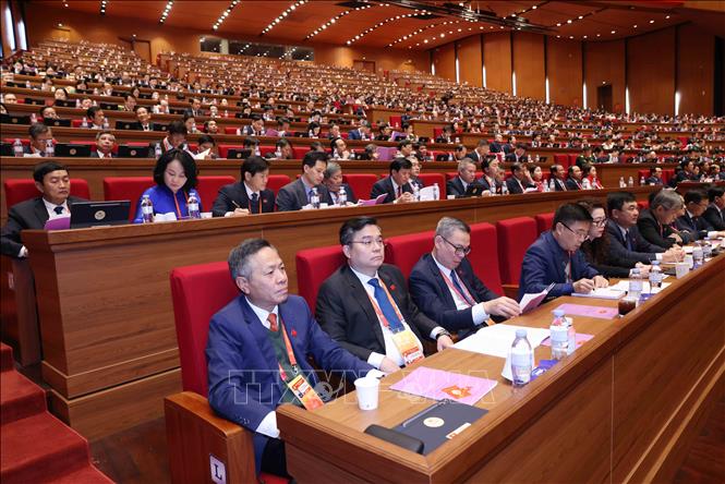 Đoàn đại biểu Đảng bộ Chính phủ dự Đại hội. Ảnh: TTXVN