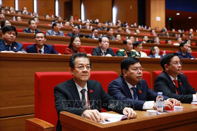 Đoàn đại biểu Đảng bộ tỉnh An Giang dự Đại hội. Ảnh: TTXVN
