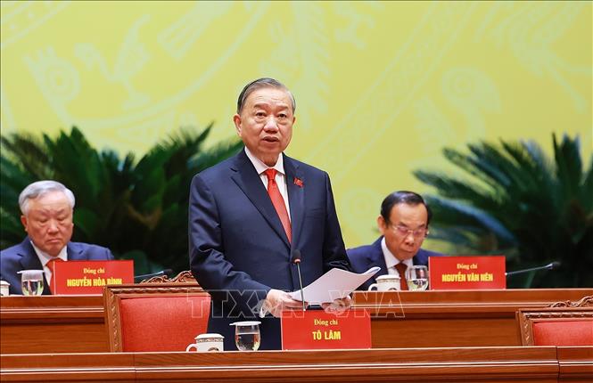 Tổng Bí thư Tô Lâm, Chủ tịch Đoàn Chủ tịch điều hành phiên họp. Ảnh: TTXVN