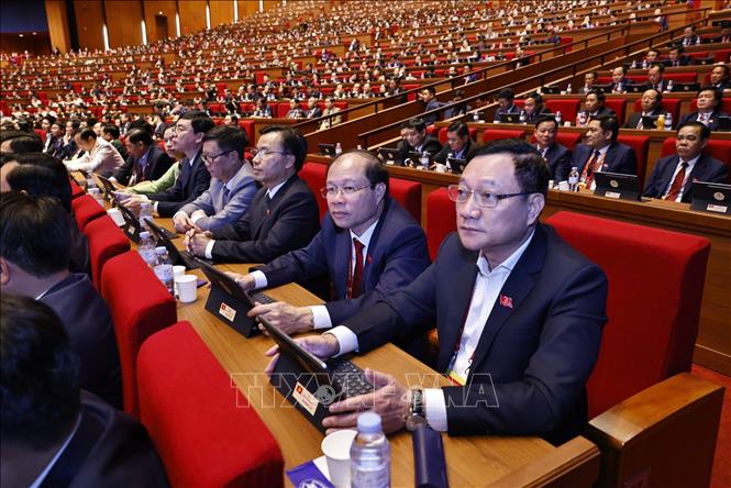 Đoàn đại biểu Đảng bộ Quốc hội dự Đại hội. Ảnh: TTXVN