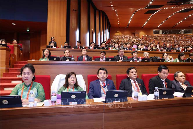 Đoàn đại biểu Đảng bộ thành phố Cần Thơ dự Đại hội. Ảnh: TTXVN