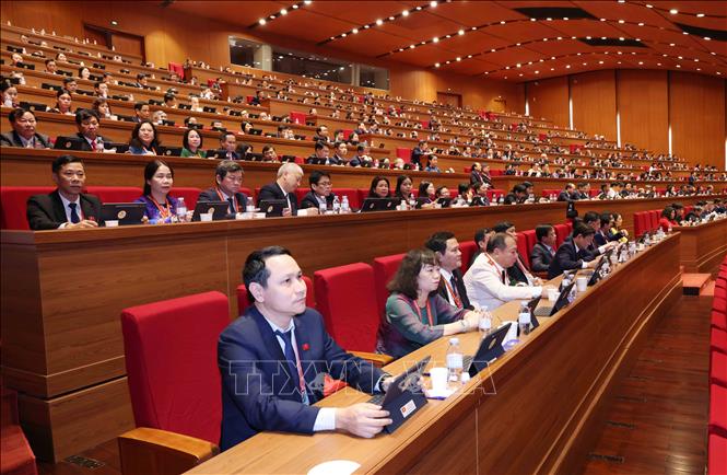 Đoàn đại biểu Đảng bộ tỉnh Gia Lai dự Đại hội. Ảnh: TTXVN