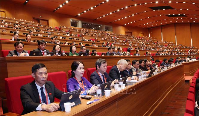 Đoàn đại biểu Đảng bộ tỉnh Gia Lai dự Đại hội. Ảnh: TTXVN