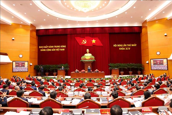 Hội nghị lần thứ nhất Ban Chấp hành Trung ương Đảng khóa XIV. Ảnh: TTXVN