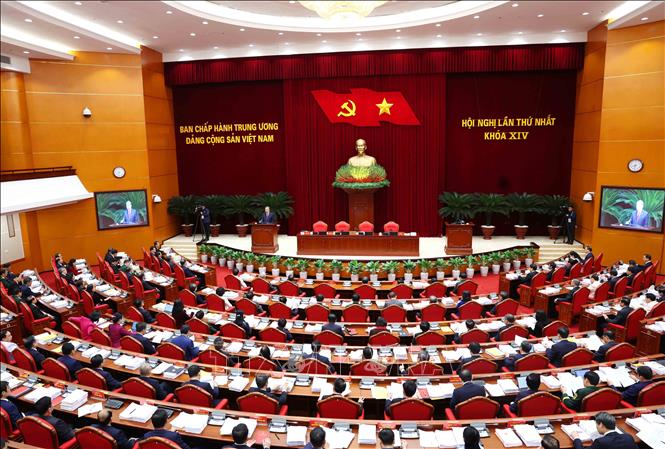 Hội nghị lần thứ nhất Ban Chấp hành Trung ương Đảng khóa XIV. Ảnh: TTXVN